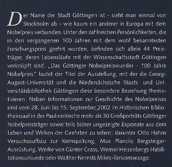 G�ttingen
                Nobelpreistr�ger Biografien